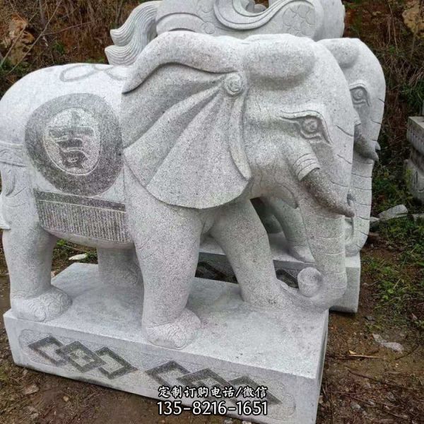 吉祥大象花崗巖石雕