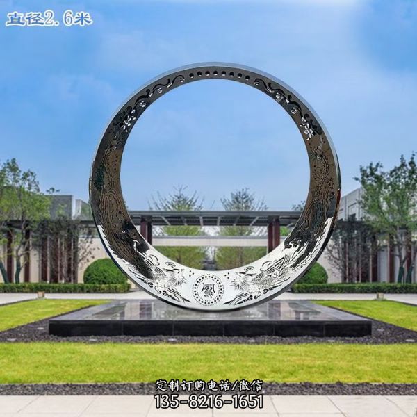 大型景觀擺件鏡面不銹鋼抽象發(fā)光鏤空雕塑（5）