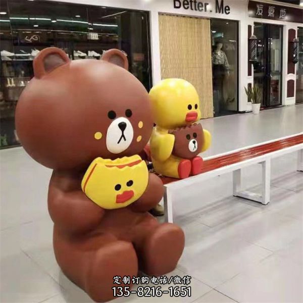 玻璃鋼卡通彩繪商場創意維尼熊雕塑（3）