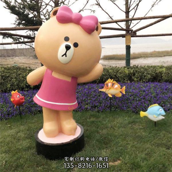 玻璃鋼卡通彩繪商場創意維尼熊雕塑（1）