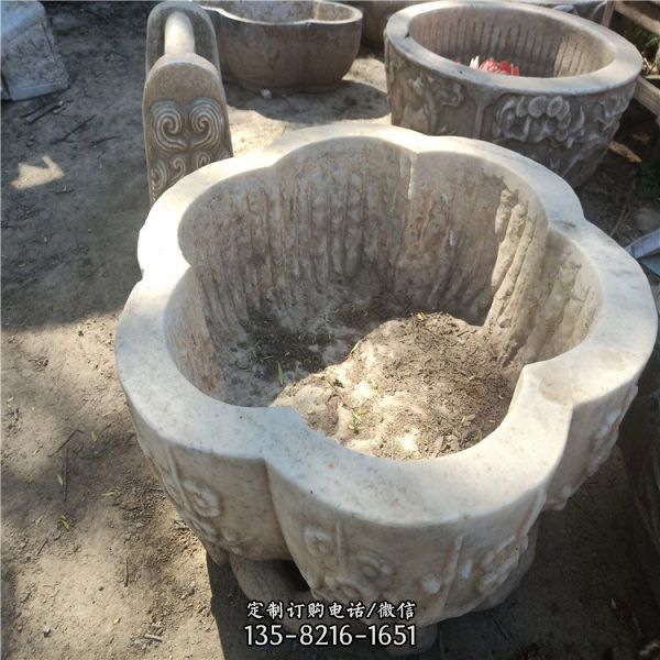 庭院園林?jǐn)[放仿古流水青石魚缸 老物件（9）