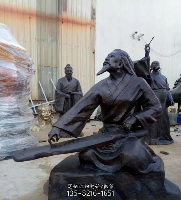 銅雕戶外景區(qū)彈琴的人物景觀