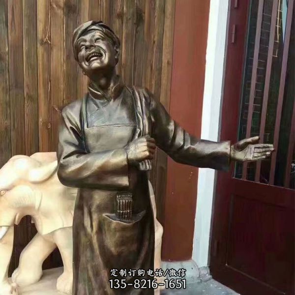 廣場餐館擺放玻璃鋼仿銅人物動物雕塑（2）