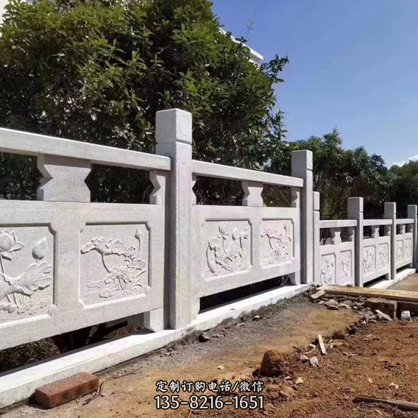 花崗巖河道升旗臺石雕護欄 圍欄雕塑（1）