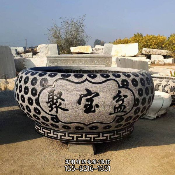 石雕魚缸仿古青石養(yǎng)魚水槽石缸庭院戶外浮雕花盆雕塑