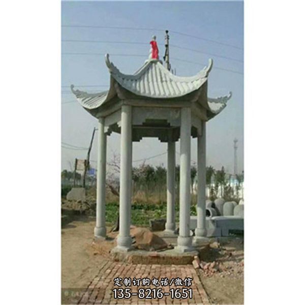 石雕戶外公園六角涼亭雕塑（1）