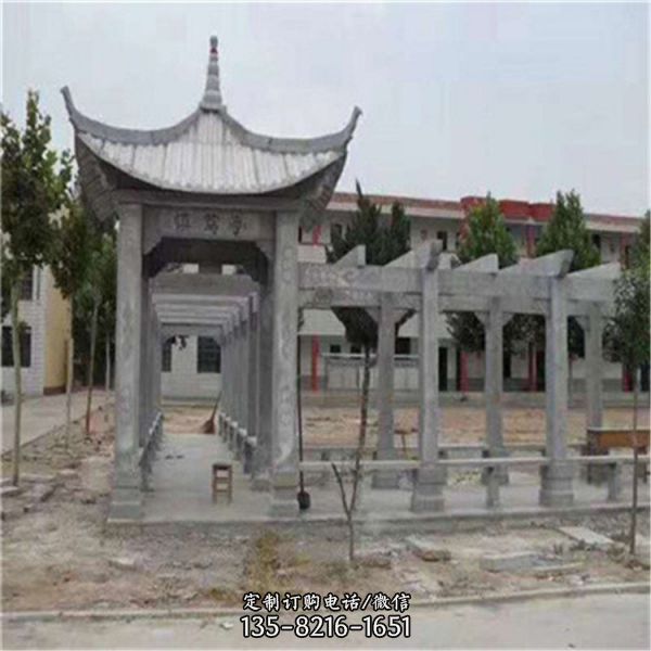 石雕戶外公園六角涼亭雕塑（2）