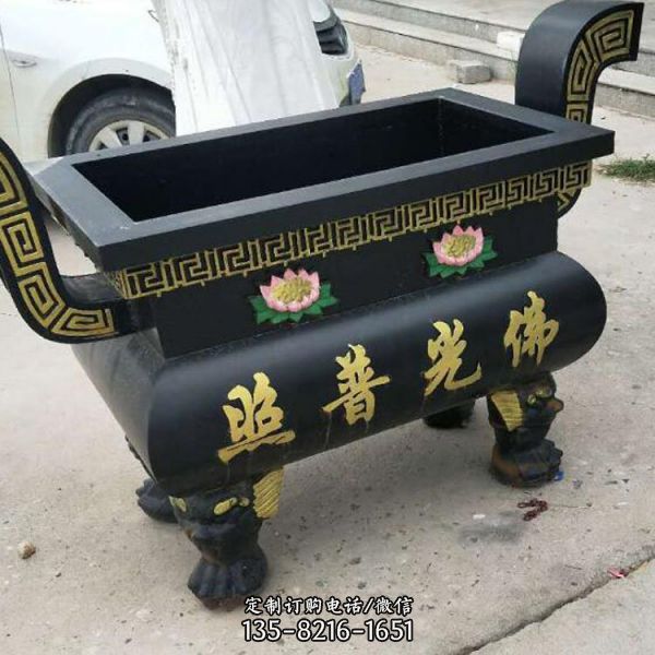 寺廟戶外擺放進(jìn)香多層長形銅香爐雕塑（5）