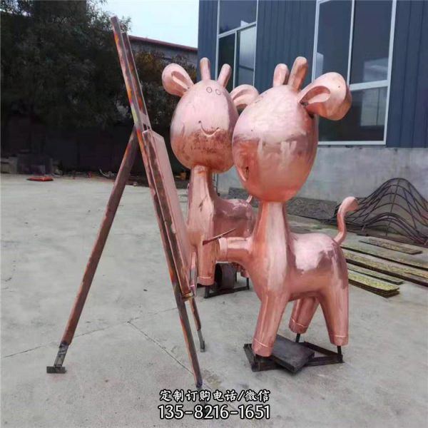不銹鋼仿銅園林景觀人物動物景觀雕塑（2）