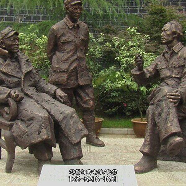 戶外廣場大型園林景觀玻璃鋼仿銅人物雕塑（3）