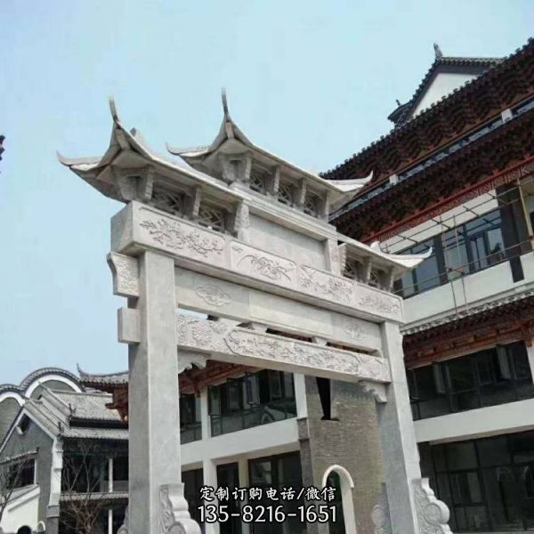 大理石石雕鄉鎮農村牌坊雕塑（1）