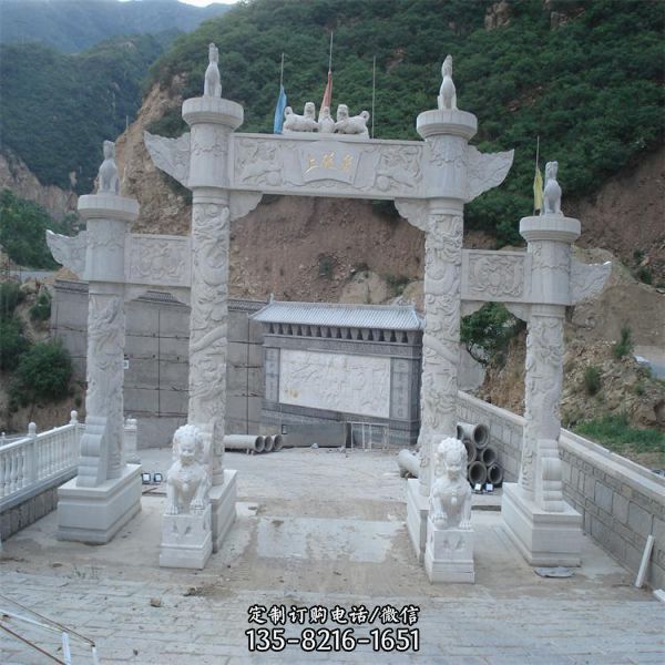 古建筑村口大型牌坊雕塑（3）