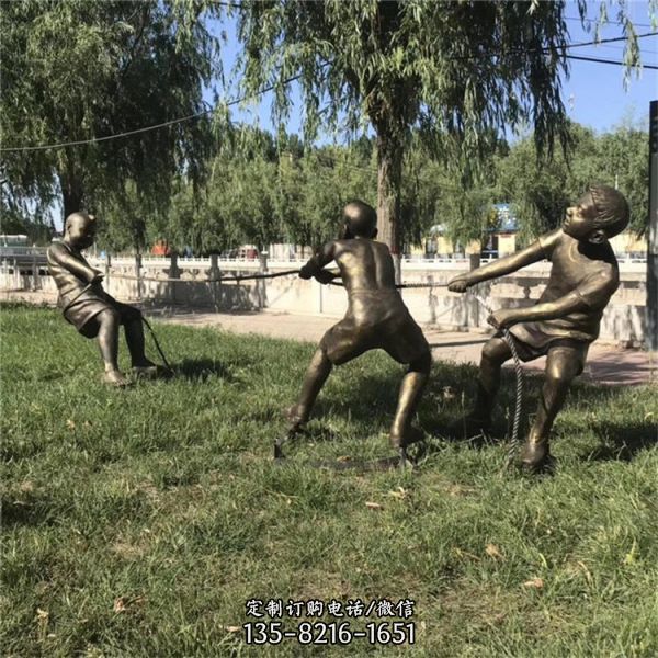 公園綠地玻璃鋼仿銅兒童嬉戲雕塑擺件（1）