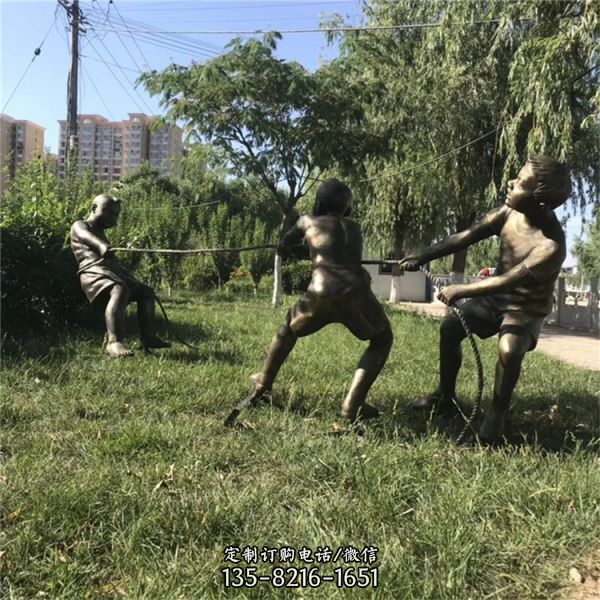 公園綠地玻璃鋼仿銅兒童嬉戲雕塑擺件（2）