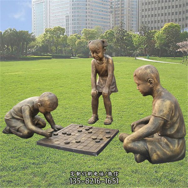 公園綠地玻璃鋼仿銅兒童嬉戲雕塑擺件（5）