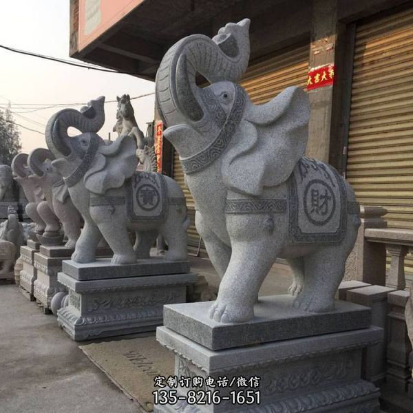 景區寺廟擺放漢白玉雕刻普賢菩薩六牙石象（3）