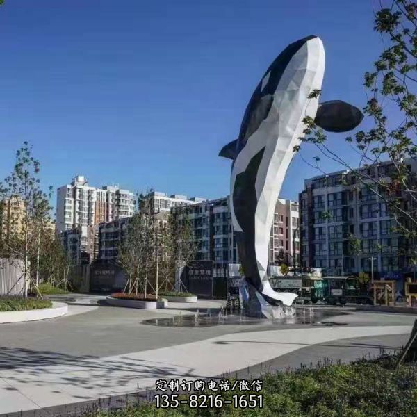 城市園林廣場學校動物 景觀不銹鋼海豚雕塑（2）