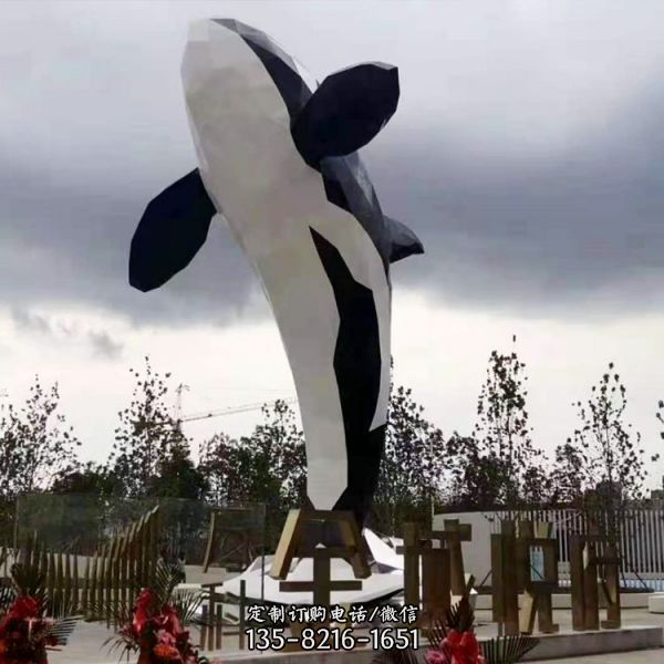 城市園林廣場學校動物 景觀不銹鋼海豚雕塑（5）