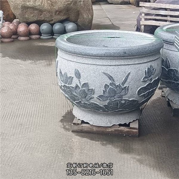 別墅門口裝飾花盆 石頭中式缸雕塑（3）