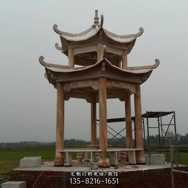 公園小區(qū)擺放青石晚霞紅仿古涼亭子（2）