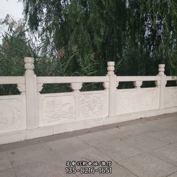 天然戶外園林拱橋護欄雕塑擺件