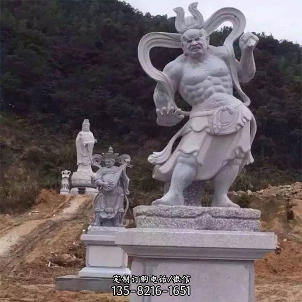 石雕園林戶外大型大理石四大金剛雕塑（7）