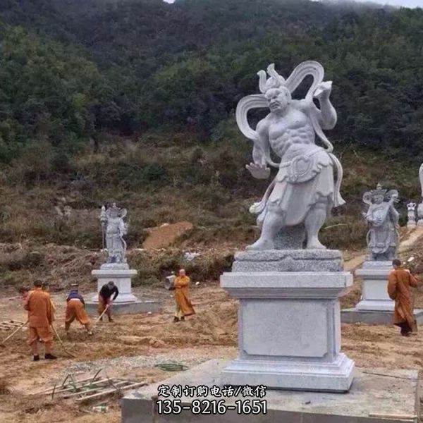 石雕園林戶外大型大理石四大金剛雕塑（6）