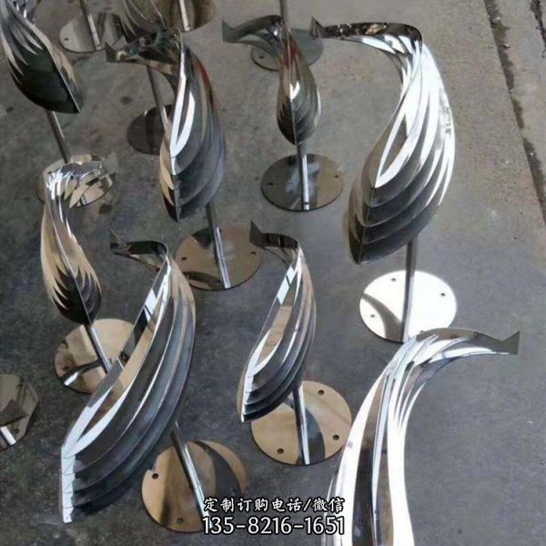 不銹鋼戶外噴泉水景園林魚兒雕塑（4）