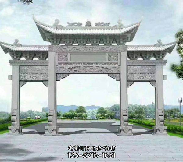 大理石石雕戶外景觀大型牌坊雕塑