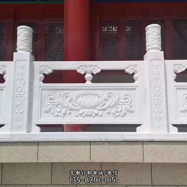 戶外景點河道裝飾漢白玉雕刻石欄桿