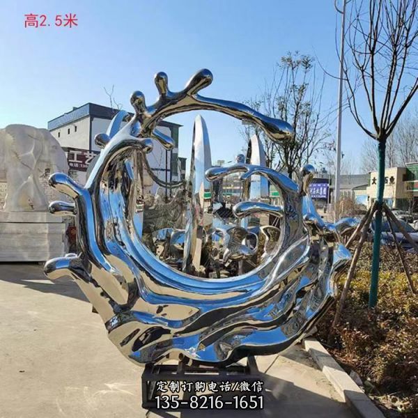 廣場酒店不銹鋼鏡面海浪浪花雕塑（2）
