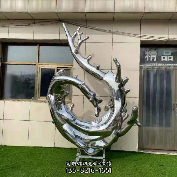 廣場酒店不銹鋼鏡面海浪浪花雕塑（1）