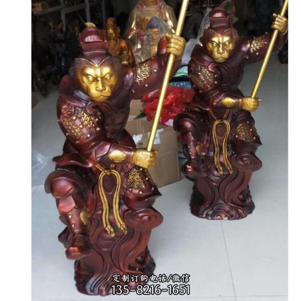 不銹鋼噴金烤漆戶外創(chuàng)意孫悟空雕塑（2）