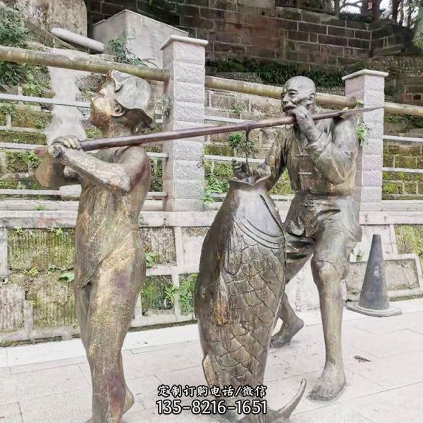 情景人物小品玻璃鋼仿銅城市街頭雕塑（3）