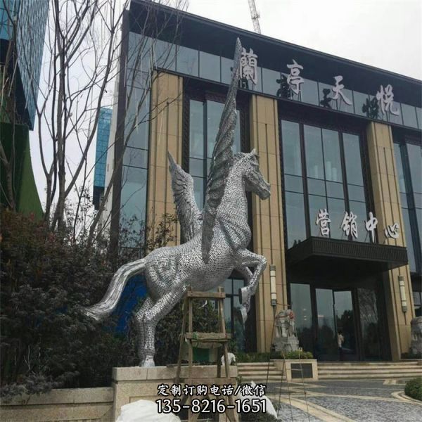 園林景觀不銹鋼售樓部創(chuàng)意飛馬雕塑