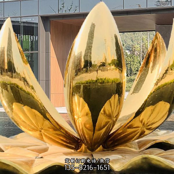 公園綠地擺放不銹鋼烤漆鏤空蓮花雕塑（2）