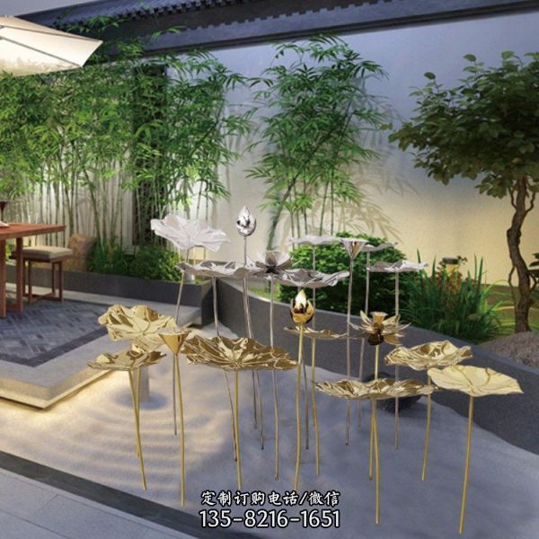 庭院酒店室內(nèi)裝飾不銹鋼荷花工藝品（2）