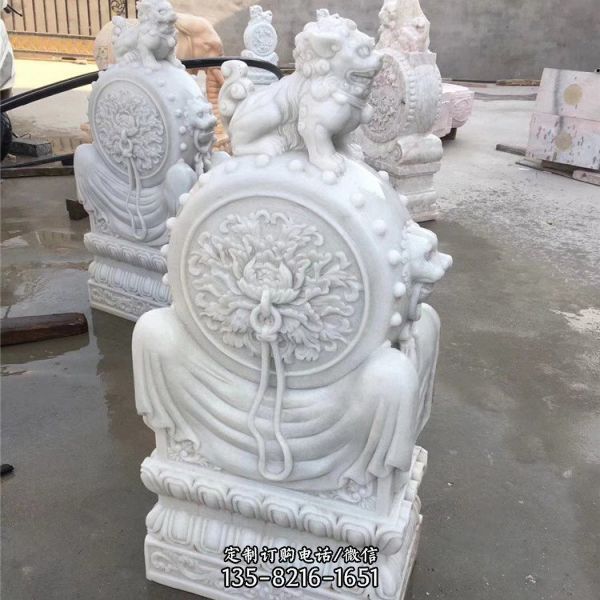 漢白玉石雕浮雕門墩戶外抱鼓石雕塑（2）