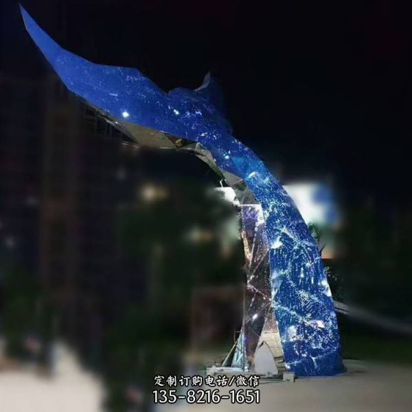 夜晚照明不銹鋼抽象創意戶外大型景觀雕塑（1）