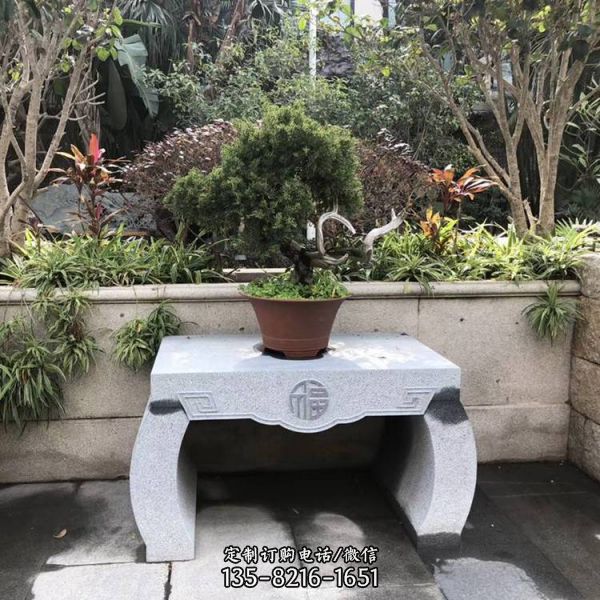 石雕花架庭院大理石花托仿古做舊家用擺件（4）