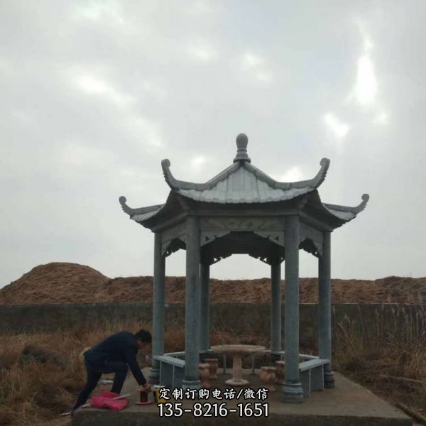 石雕公園戶外大型中式六角涼亭雕塑（1）