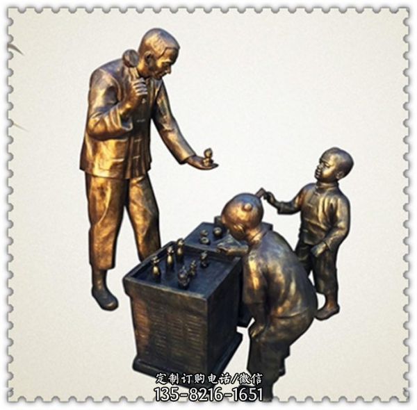玻璃鋼仿銅嬉戲玩耍的西方兒童雕塑（4）