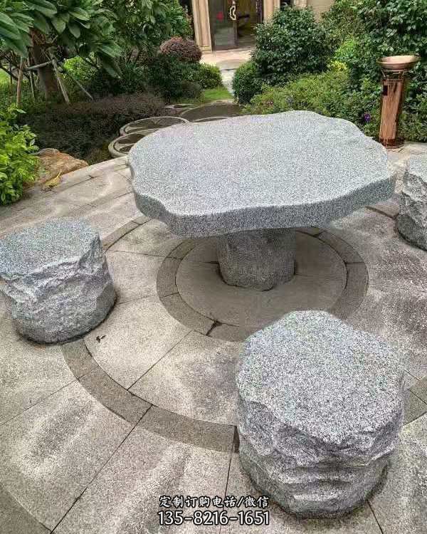 室外公園花崗巖大理石石桌石凳雕塑（3）