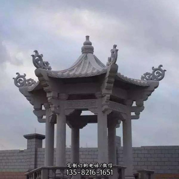 大理石石雕戶外園林景觀涼亭雕塑