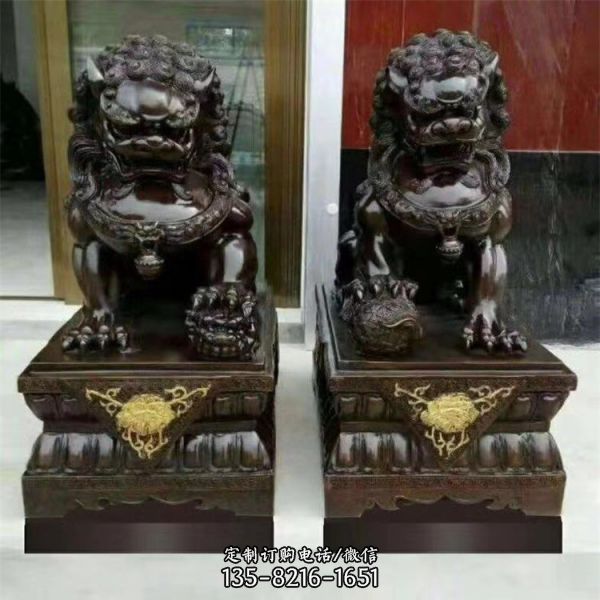 酒店門(mén)口擺件 銅雕鎮(zhèn)宅招財(cái)獅子雕塑（2）