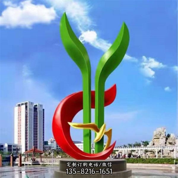 不銹鋼抽象雕塑 城市精神堡壘地標(biāo)建筑雕塑（1）