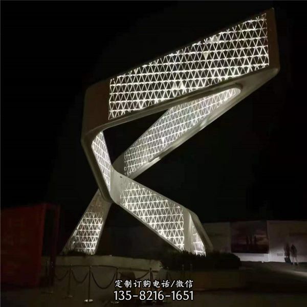 不銹鋼抽象雕塑 城市精神堡壘地標(biāo)建筑雕塑（4）