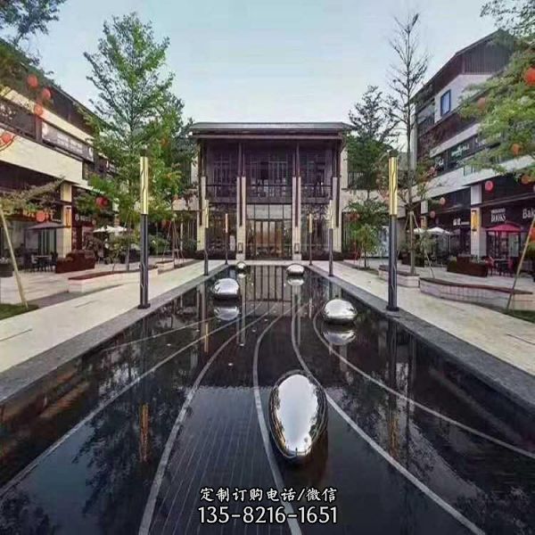 水景不銹鋼鏡面鵝卵石雕塑