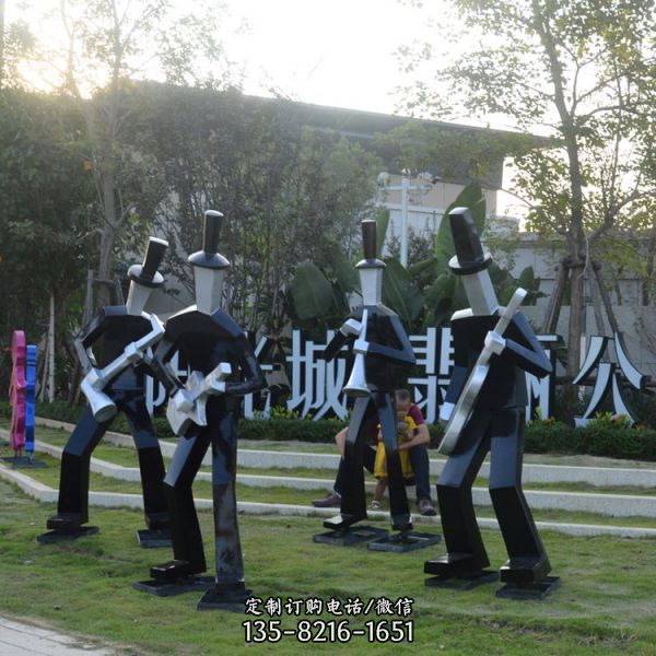 玻璃鋼音樂主題人物雕像 公園廣場創意擺件（3）