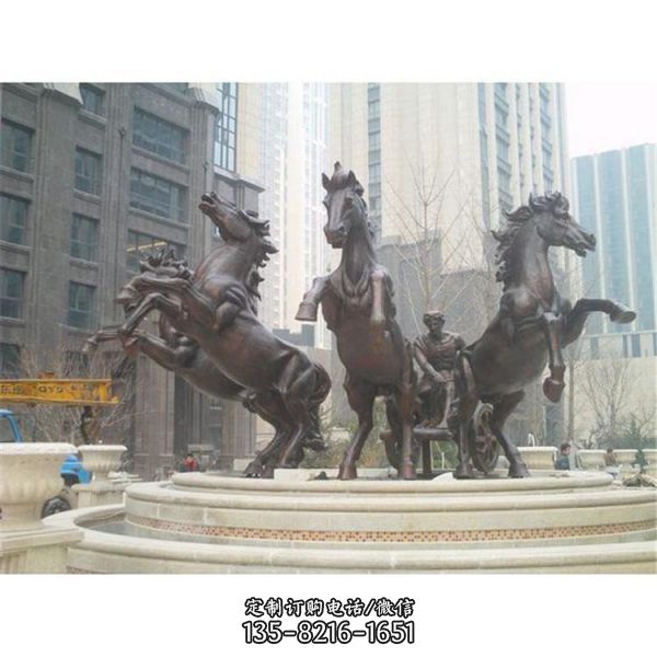 廣場大型玻璃鋼仿銅園林馬兒雕塑（1）